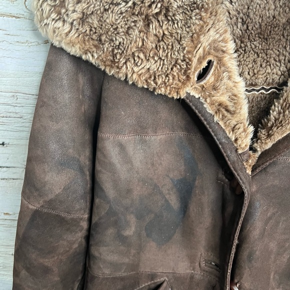 The Leather Ranch Le Ranch Du Cuir vintage jacket sheepskin brown suede size 8 - Picture 3 of 10